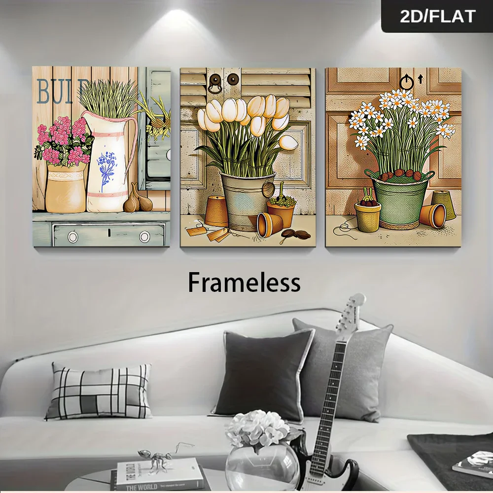 Multiple sizes 3pc frameless Canvas Painting 1 Set Modern Minimalist Abstract Triptych Paintings Living Room Sofa Background Gre