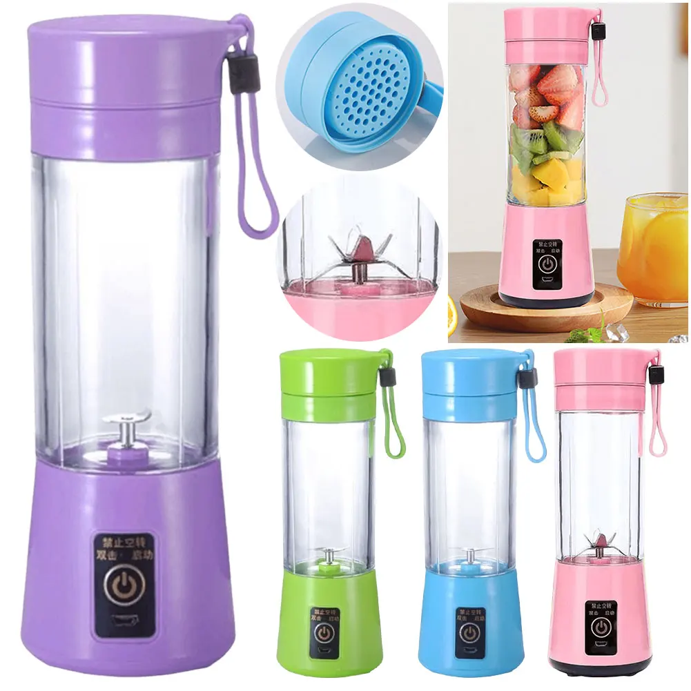 Exprimidor de frutas frescas de 400ml con 6 cuchillas, batidora, batidora, exprimidor de verduras multifuncional, licuadora para viajes en casa, oficina