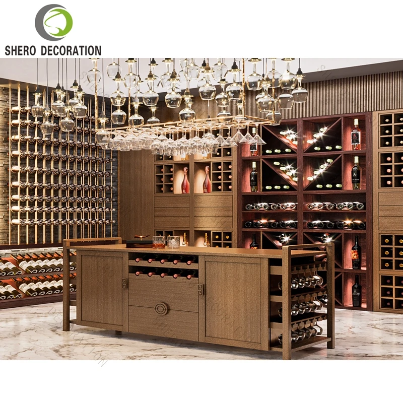 custom.Retail Wine Shop Interior Design Decoration Wine Store Custom Shop Wooden Metal Shelf Rack Wine Display Cabinet