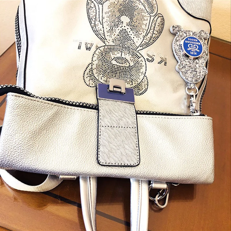 Ransel Wanita Kulit Modis Tas Beruang Lucu Tas Sekolah Buku Tas Bahu Messenger Daypack Laptop Wanita Kapasitas Tinggi