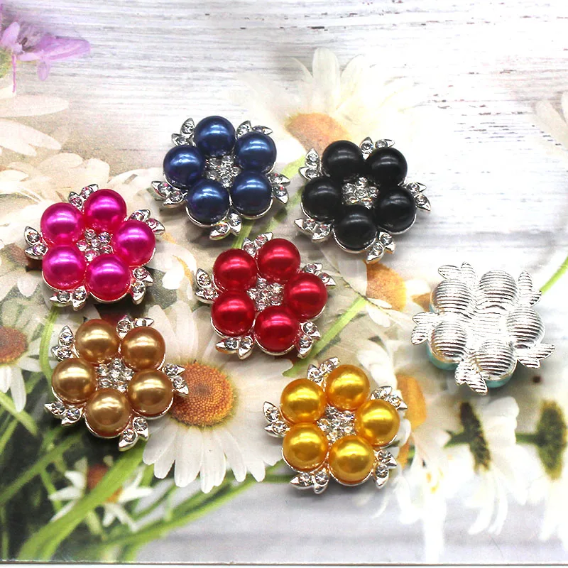 10pcs22*22mm metal poly -color rhinestone pearl button, fashioned circular button accessories shirt clothing, hat, decorative