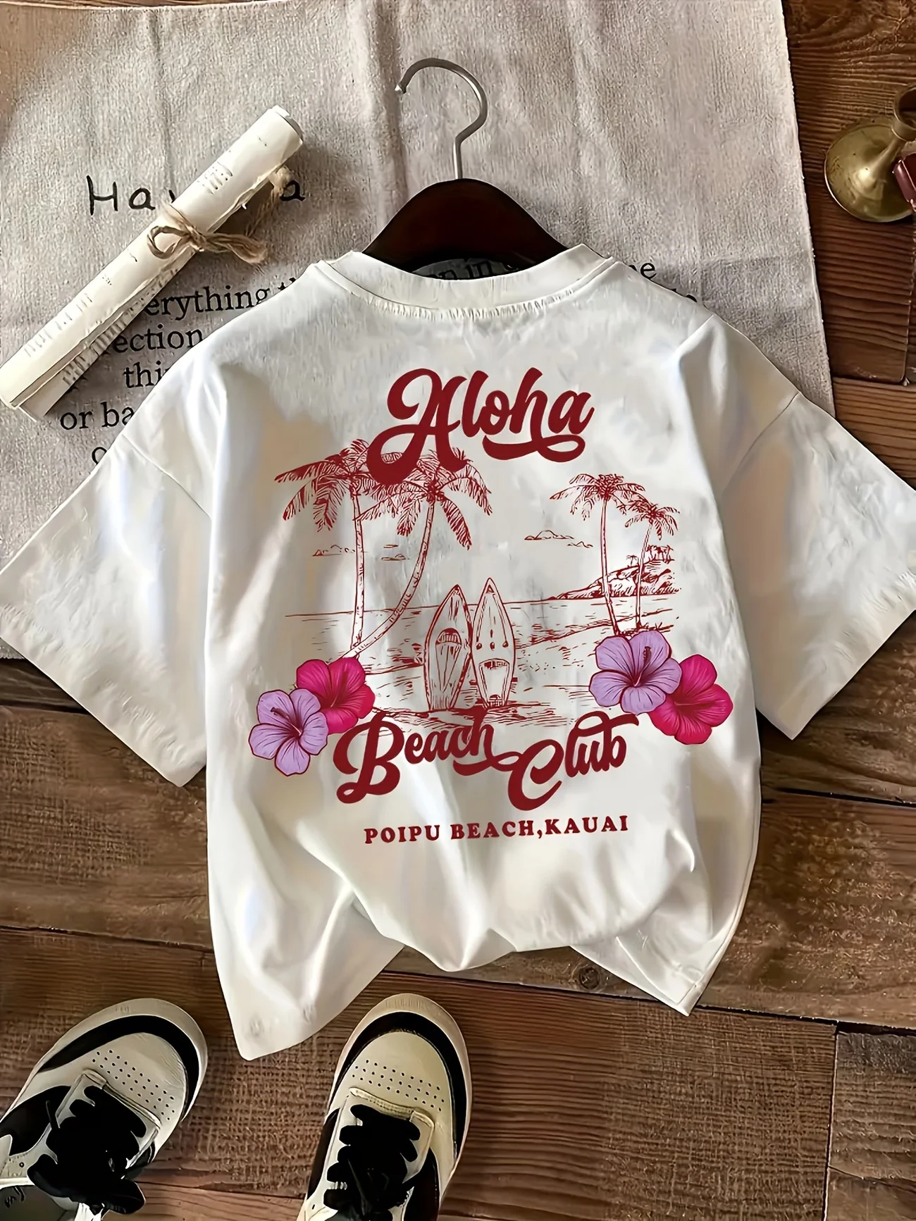 Hawaii Aloha Beach Club Letter Graphic T-Shirt Women Summer Fashion Short Sleeve Tee Retro Streetwear Ladies Vacation Top