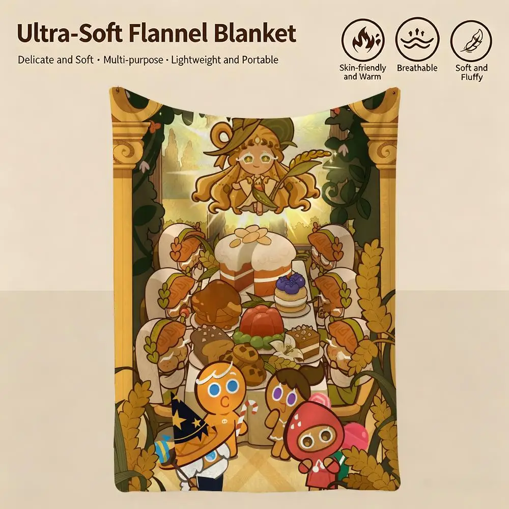 game C-Cookie Run-n Throw Warm Soft Flannel Blanket, Multi-use for Sofa Bed Camping Travel Nap
