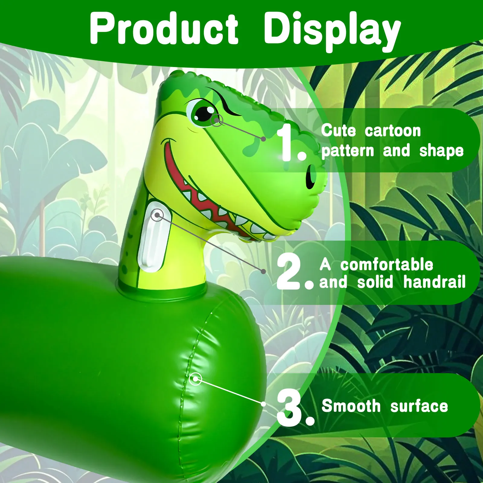 Opblaasbaar hopspeelgoed voor peuters Bouncy Dinosaur, kinderrit op uitsmijter, springende stuiterende dierenhopper