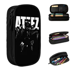 Kpop Ateez Music Vintage Pencil Cases Lovely Pen Bag Girl Boy Large Storage Students School Gift Pencilcases