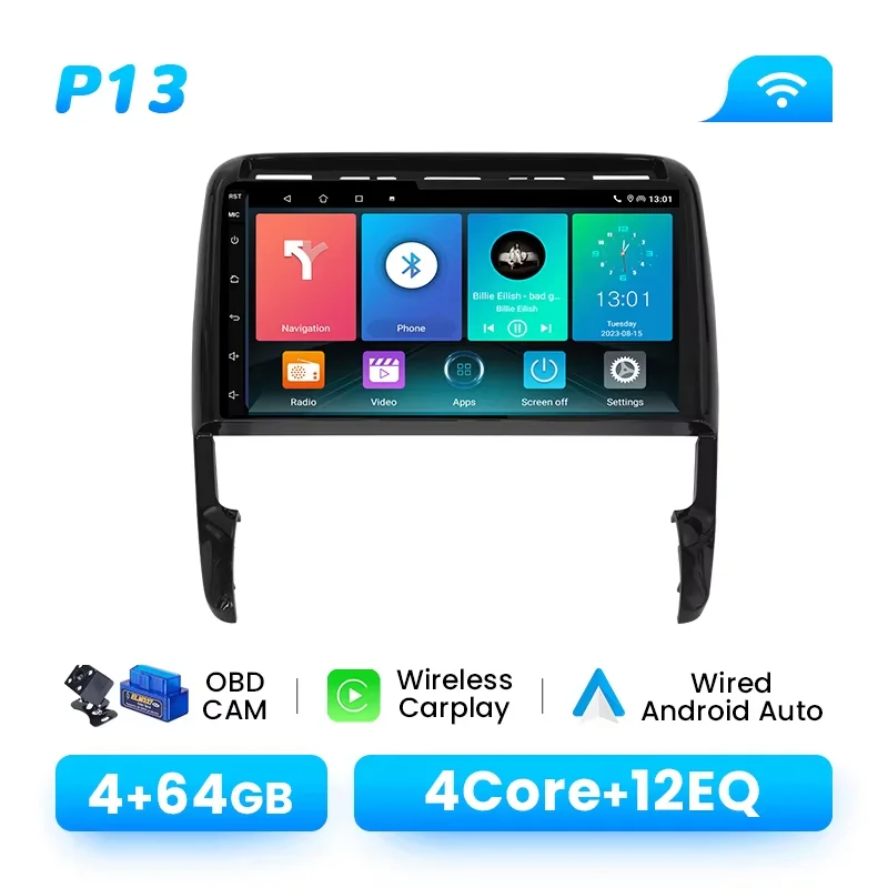 Auto radio voor PORSCHE CAYENNE 955 957 2002-2010 Android14 8-Core 8GB+128GB 1280*720 IPS Draadloos CarPlay Android Auto 4G WIFI GPS