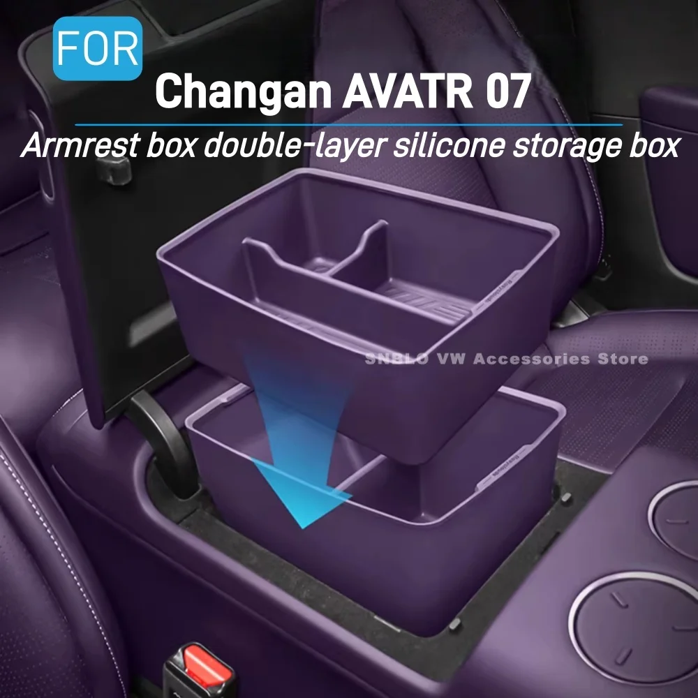 

For 2024 Changan AVATR 07 Accessories Central Control Armrest Double-layer Silicone Storage Box