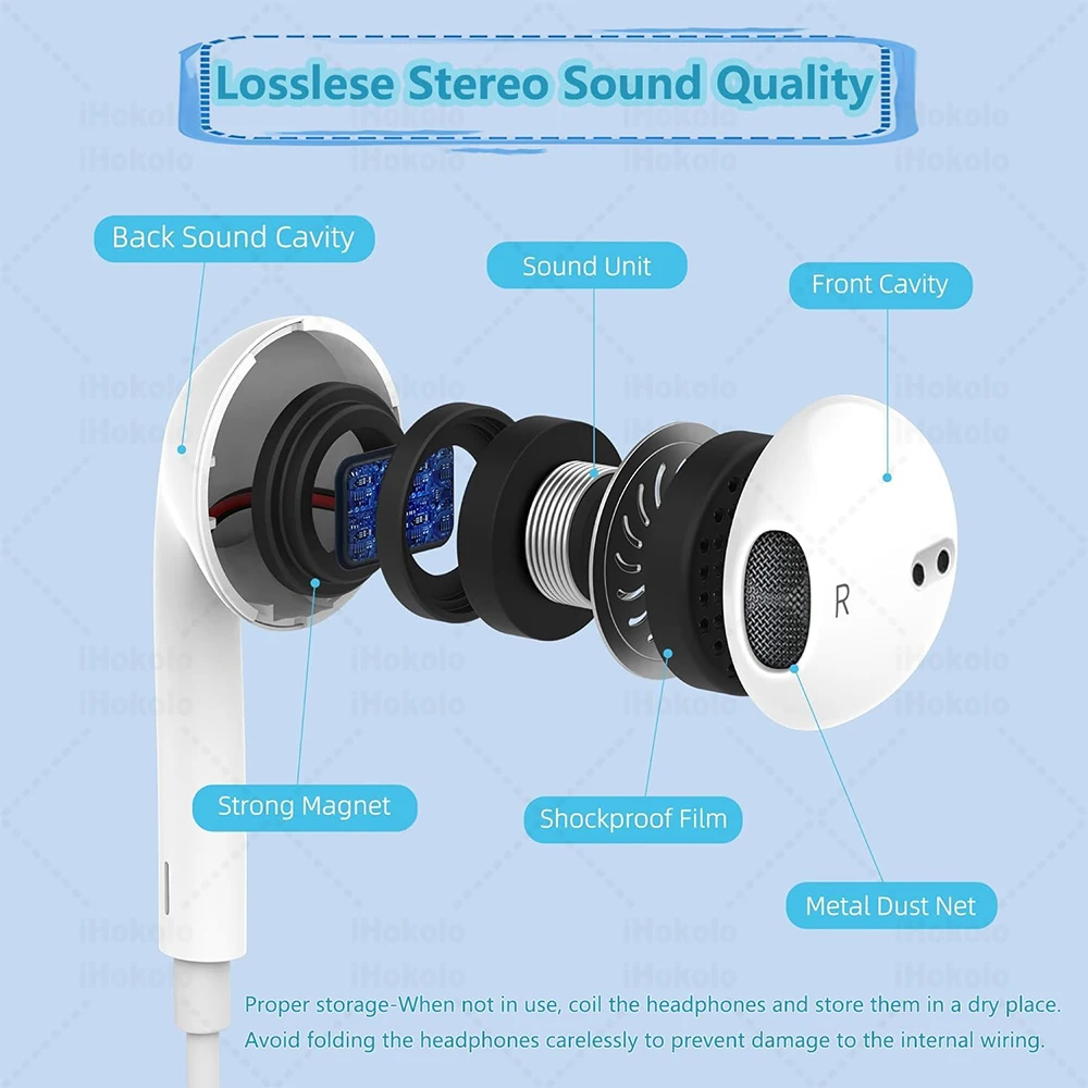 سماعات أذن أصلية لهاتف أبل آيفون 17 16 15 14 Pro Max سماعات أذن داخلية من النوع C Lightning 3.5 ملم سماعات سلكية لهاتف سامسونج وشاومي #2