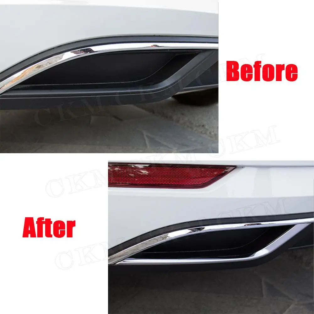 Car Rear Lip Exhaust Pipe Tips Sticker Covers For VW Golf 7 VII 7.5 MK7.5 2017 2018 2019 Tail-throat Trim Strips