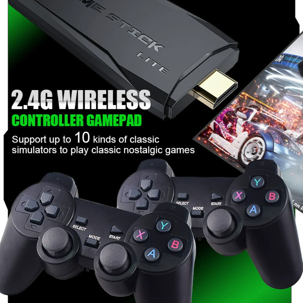 وحدة تحكم ألعاب فيديو M8 ريترو HD 4K TV Game Stick Console 64 جيجابايت مع 20,000 لعبة ريترو و2 وسادات ألعاب لاسلكية كهدية للأطفال
