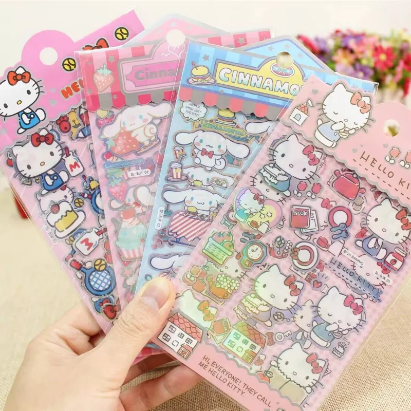 paquete-de-12-pegatinas-kawaii-sanrio-kitty-cinnamoroll-lindas-pegatinas-decorativas-para-Albumes-de-recortes-diarios-manualidades-etiquetas-adhesivas