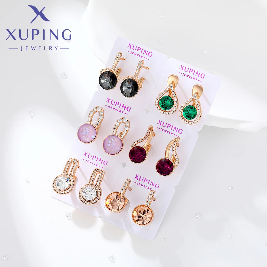

Xuping Jewelry Promotion Fashion Gold Color Hoop Crystal Earrings Necklace Group for Women Girl Party Gift R926