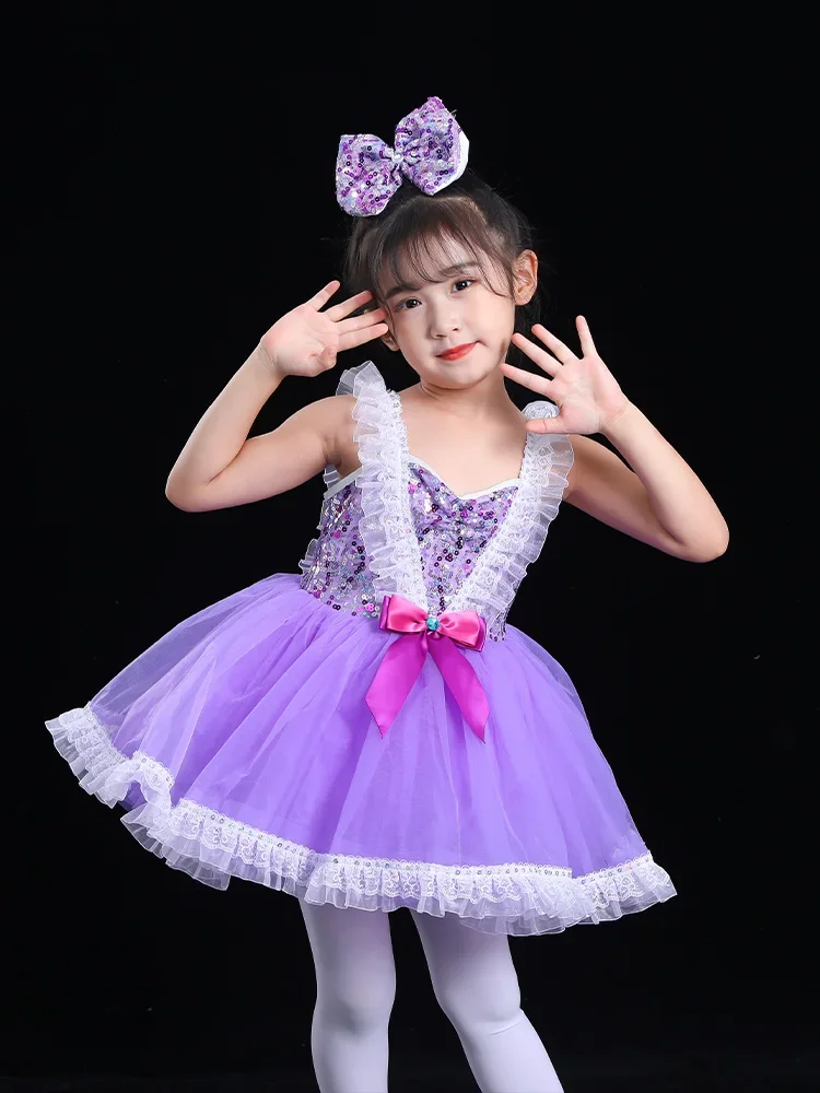 New Children's Modern Dance Poncho Performance Dress Girls Kindergarten Dancewear Sequins Princess Dress Stage Host Boys