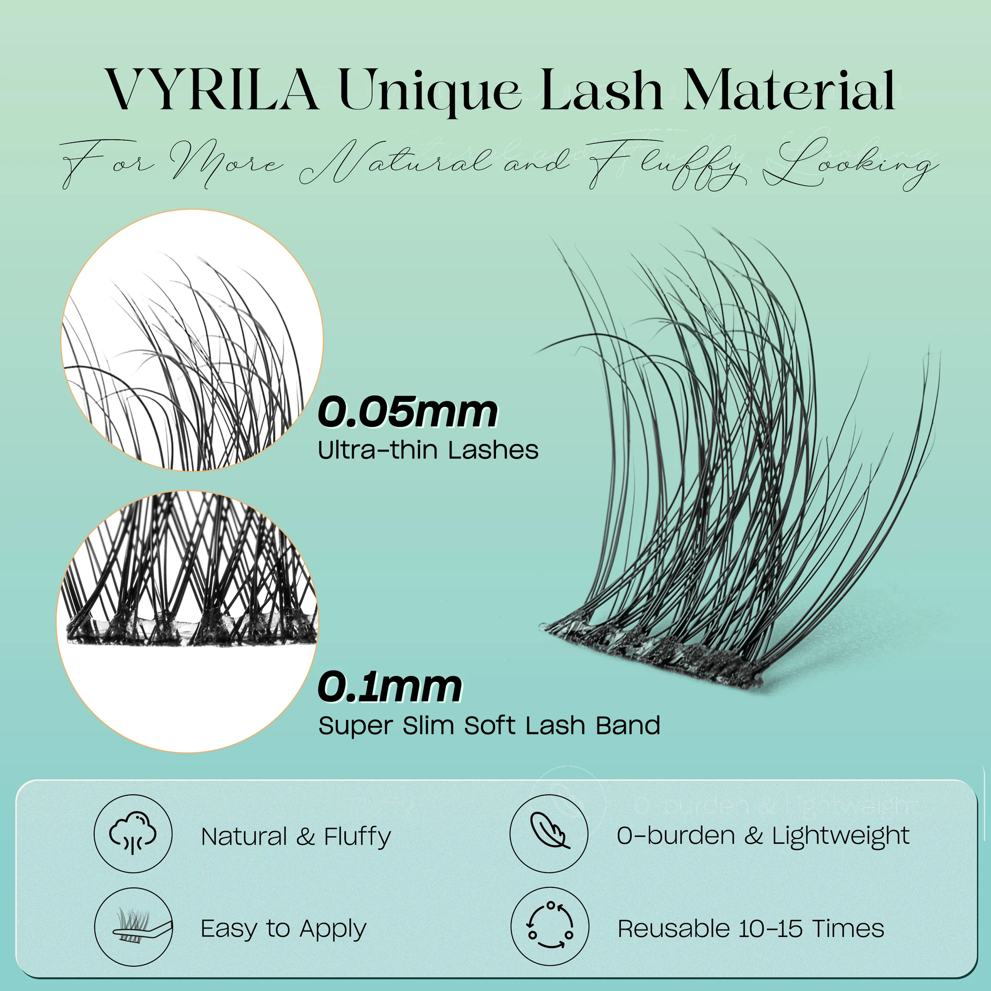 VYRILA Kit di estensione ciglia Wispy C Curl Lash Cluster Kit Hush 8-16mix Ciglia individuali con legame e pinzette per ciglia sigillanti