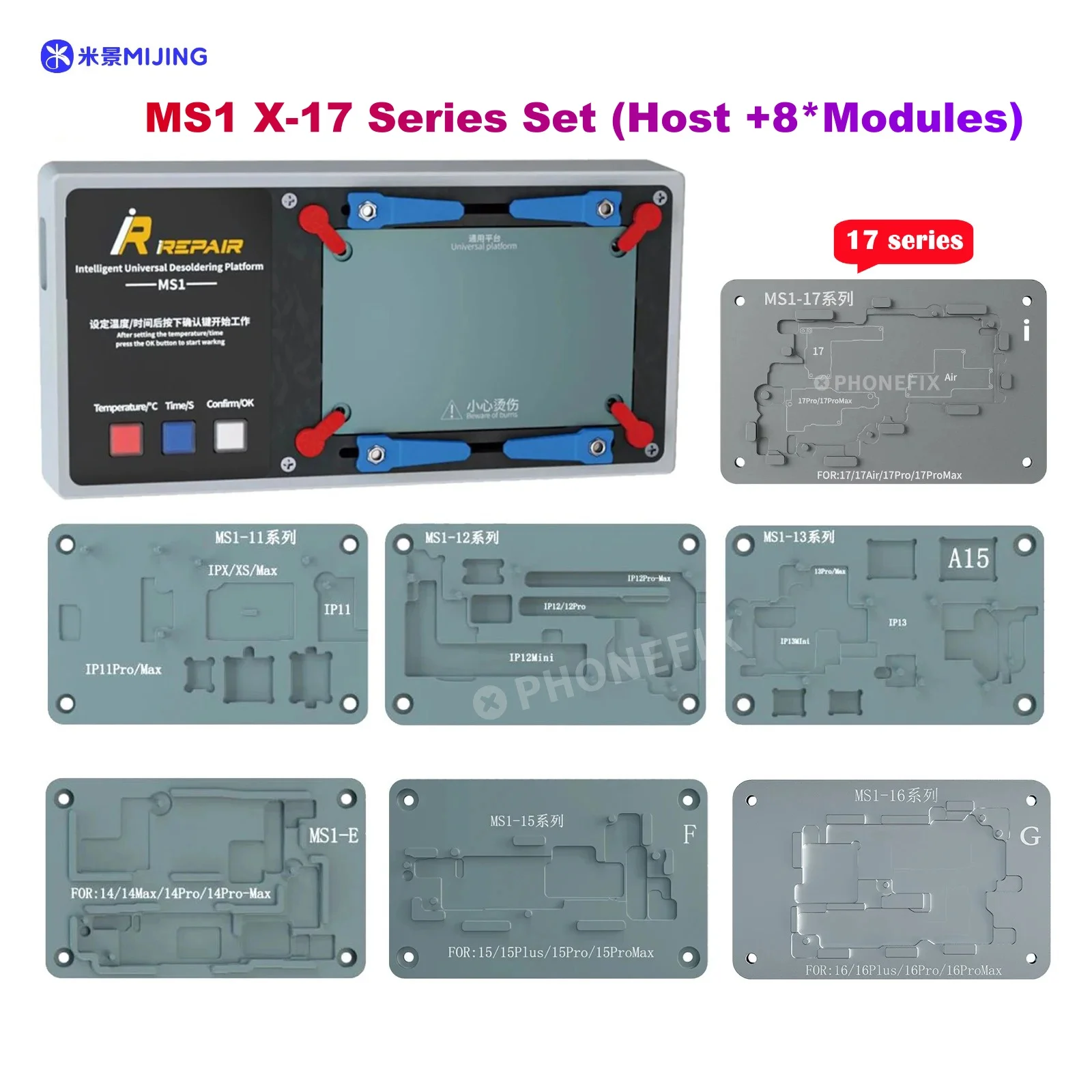 

MJ iRepair MS1 Нагревательная платформа для распайки для iPhone X-13 15 16 17 Pro Max Разделительная подставка для экрана Ремонт материнской платы