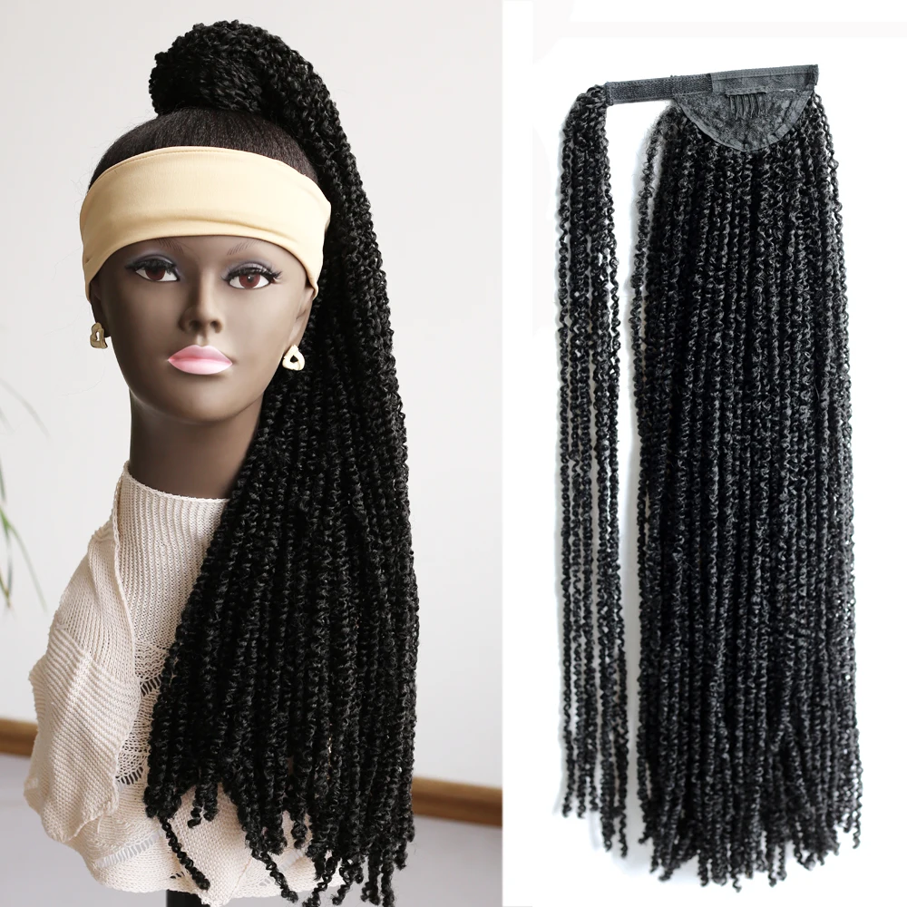 

24-дюймовый мини-кудрявый хвост Yanky, мягкие синтетические волосы для наращивания, черный накидка вокруг искусственного конского хвоста для женщин, шиньоны