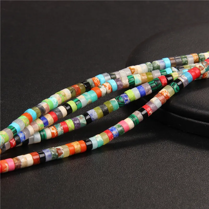 New Fashion Flat Disc Round Stone Bead 4x2MM Quartzs Imperial Agat Jaspers Loose Spacer Heishi Beads Jewelry Diy Accessories