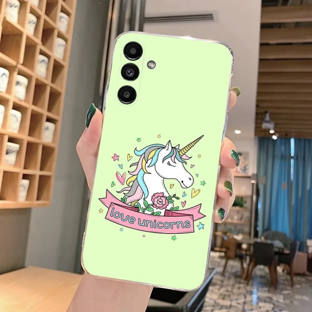 Pink Unicorn Rainbow Phone Case For Samsung Galaxy A71,70,52,51,40,31,A50,30S,21S,Note20ultra Transparent Cover