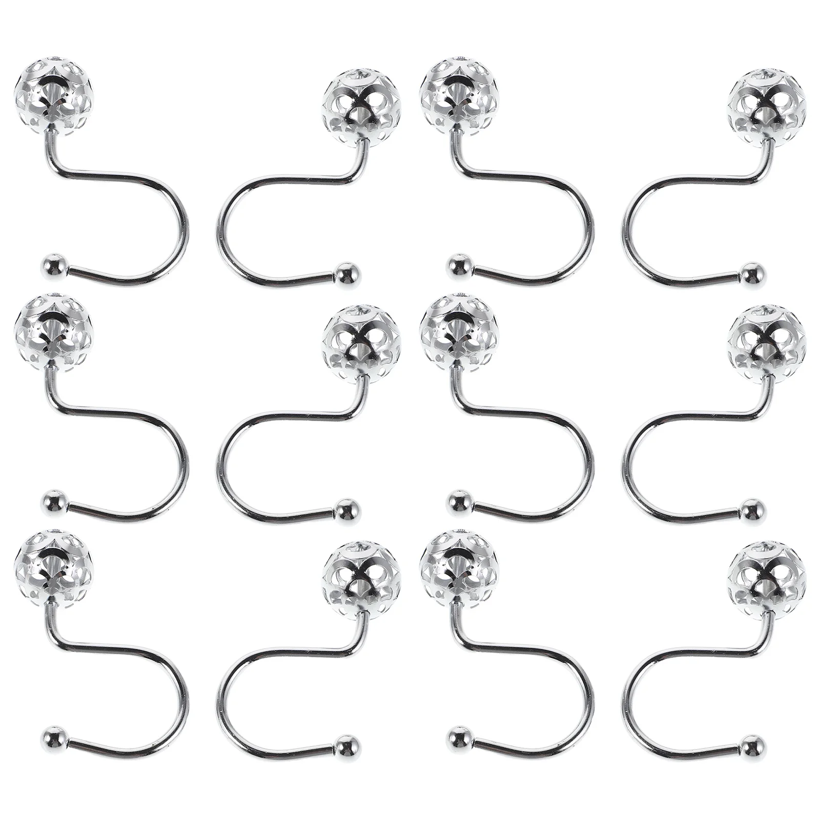 

12Pcs Stainless Steel Shower Curtain Hooks Rolling Ball Smooth Glide Heavy Duty Bathroom Kitchen Curtain Hooks