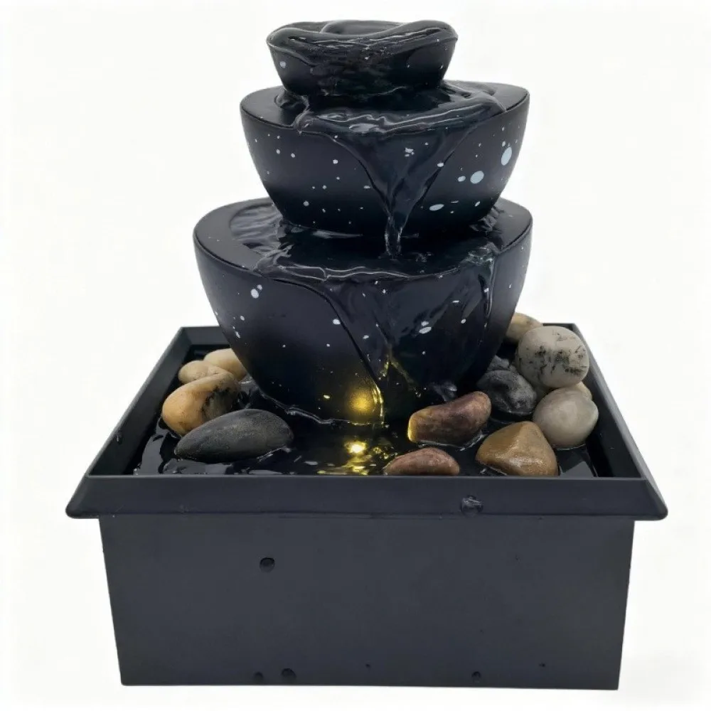 Decorative Tabletop Fountain Indoor Waterfall Ornament Zen Water Feature For Office Desk Relaxation Home Decor Sculpture