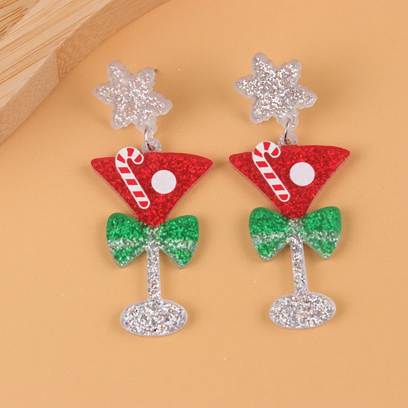 

Trendy Christmas Acrylic Earrings for Women Assorted Patterns Including Santa Bears Hearts Stylish Holiday Party Accessories
