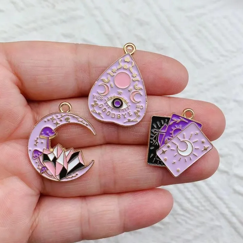 10 Stück Sonne Mond Stern Tarot Charm für Schmuckherstellung Emaille Halskette Ohrring Anhänger Diy Zubehör Legierung Metall