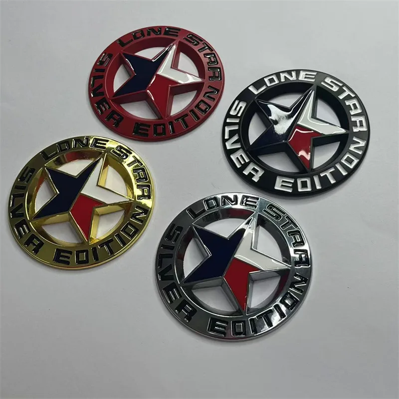 High-quality Modification Metal Stereoscopic Sticker LONE STAR SLIVER Body Decoration Scratch Cover Car Personalized Accessories