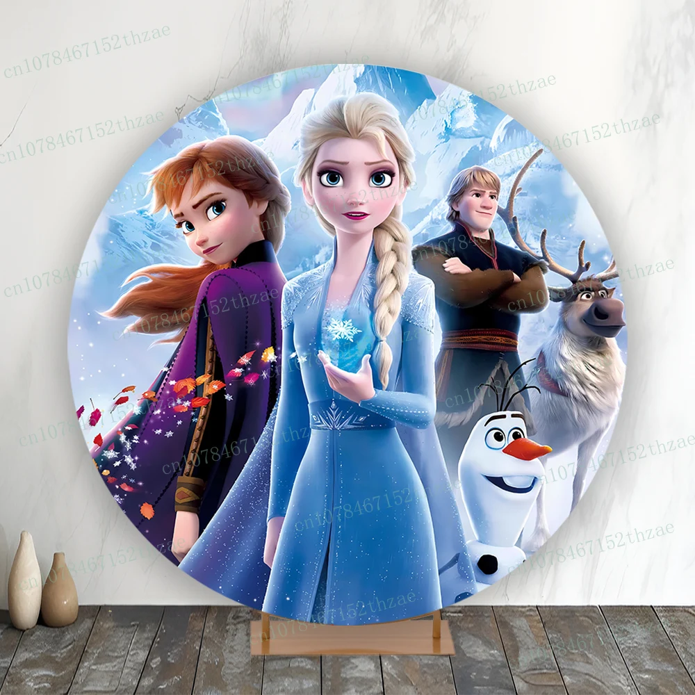 Frozen Birthday Party Photo Backdrop Baby Shower Photo Background Round&Cylinders Plinth Covers Banner