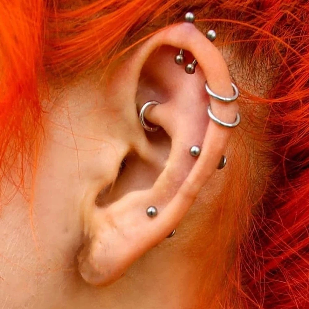 ASTM F136 Titanium Curved Barbell Nose Ring Large size Threaded With Balls Earring Lip Stud Eyebrow Labret Body Jewelry Piercing