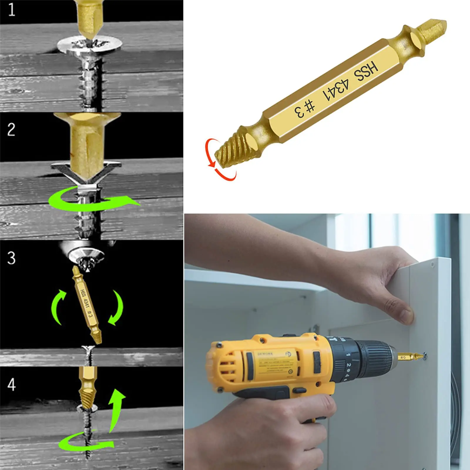 Jeu de forets d'extracteur de vis endommagés, extracteur de boulons cassés dépounommée, facilement retirer, outils de démolition, pièces A, 6 pièces