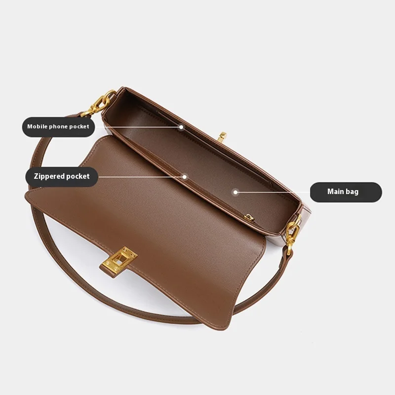 New High Quality Split Cow Leather Underarm Bag Stylish Shoulder Purse for Women Versatile Crossbody Bag Small Hobo Bag