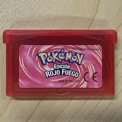 ตลับเกม Pokemon GBA 32บิตการ์ดเครื่องเล่นวิดีโอเกม Esmeralda zafiro verhoji Rubi Rojo Fuego ESP Version สำหรับ GBA