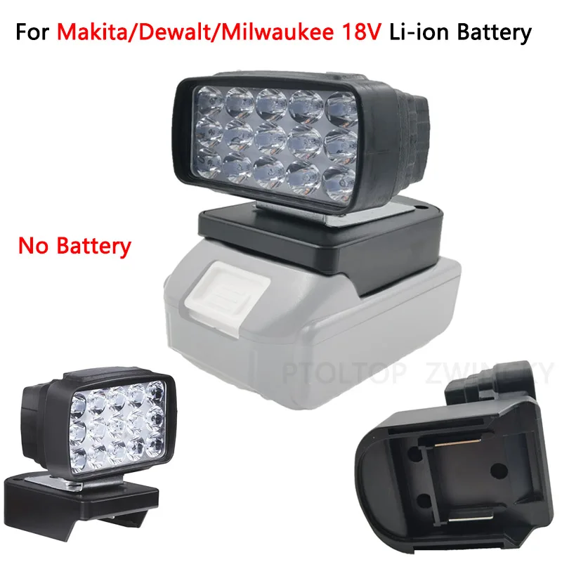 

8W 18V LED Lamp Work Light Flashlight For Makita/Dewalt BL1430 BL1830(NO Battery,NO Charger)Lithium Battery USB Outdoor Lighting