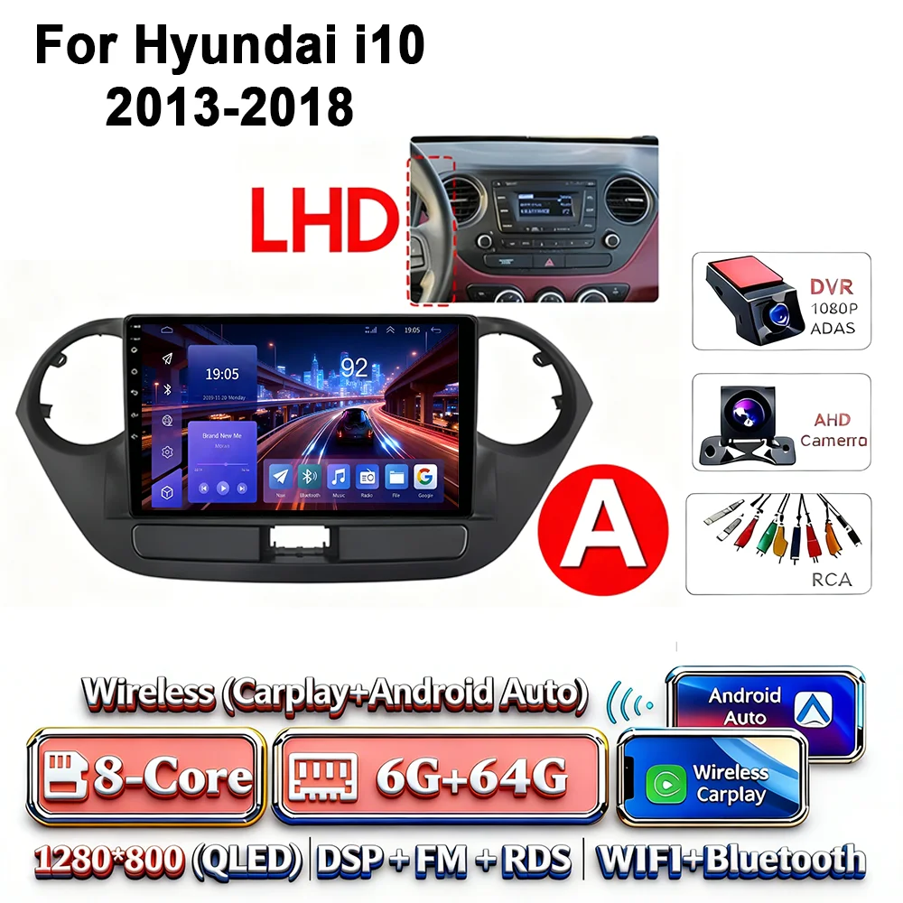 Android 17 2Din Carplay Android Auto 4G WIFI autoradio voor Hyundai I10 2013-2018 GPS DSP BT touchscreen multimediasysteem