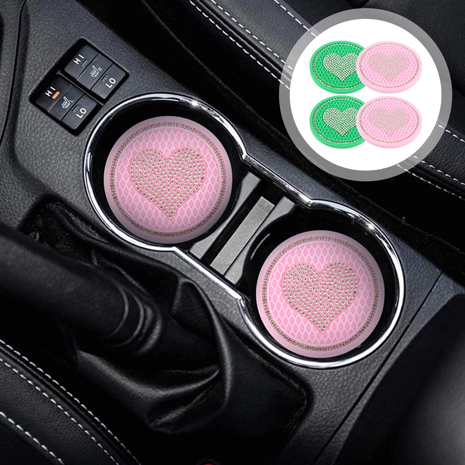 

4pcs Cup Holder Coasters Bling Drink Mat For Car Stylish Auto Interior Accessories Cup Coasters For Women Car Decor