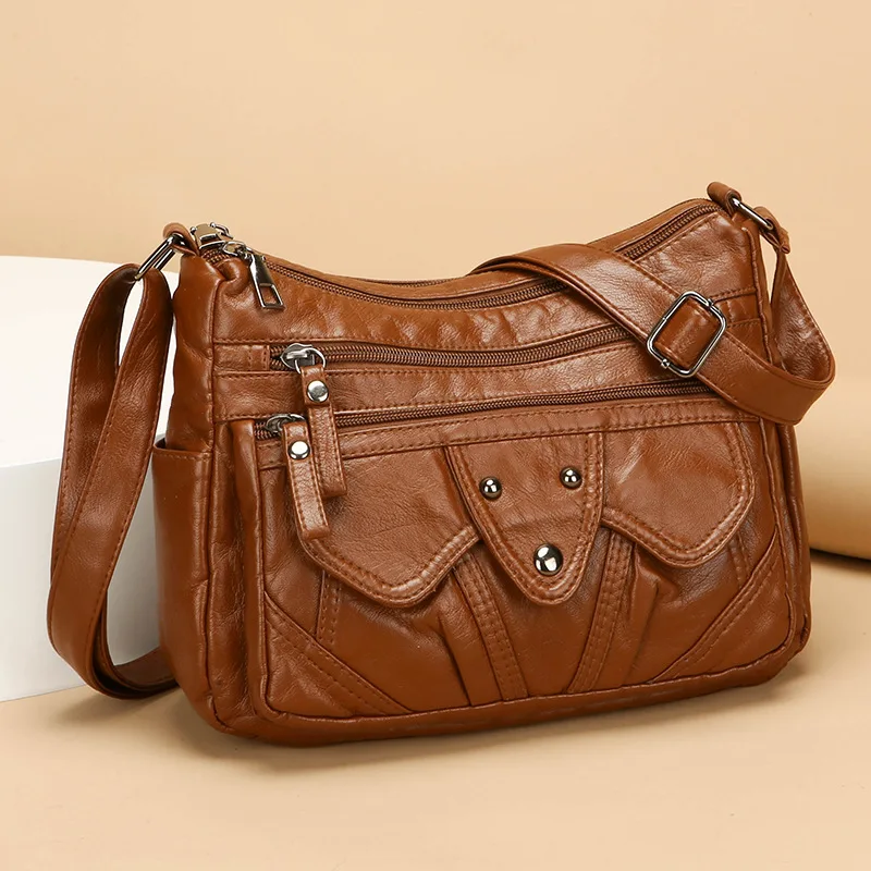 

New! Retro - stylish Large - capacity PU Patchwork Shoulder/Crossbody Bag - Multi - compartment, Minimalist Design for Women
