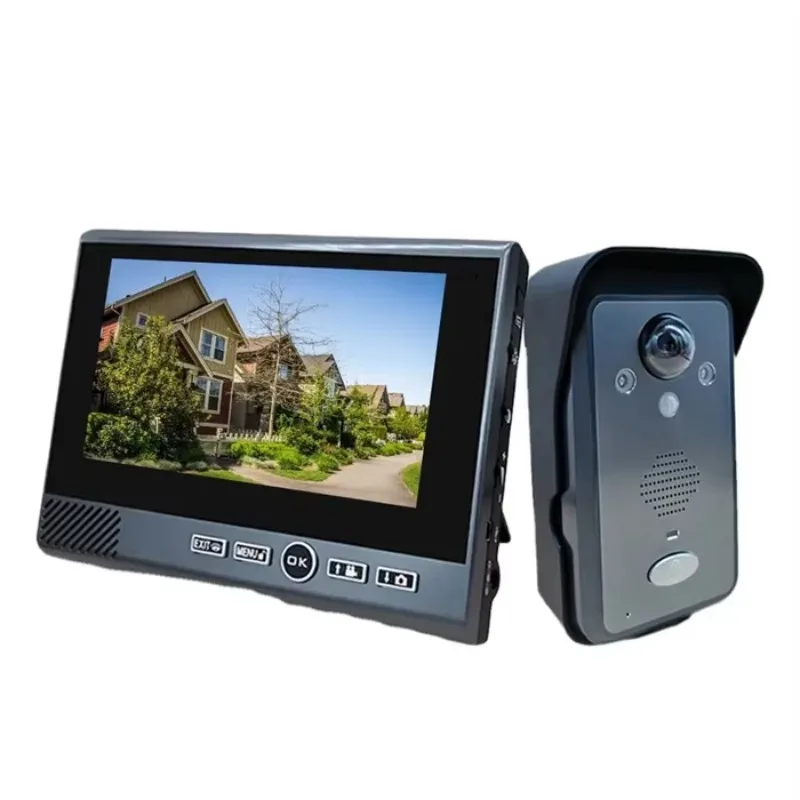 Home Wireless Video Doorbell 2.4GHz Office Wireless Video Intercoms with 7 Inch Display Video Door Intercom Phone for Apartment