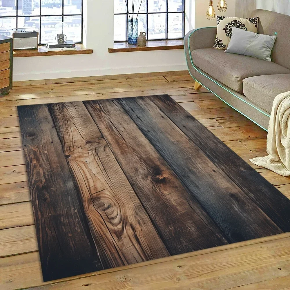 Color 3D Wood Grain Lines Carpet Rug for Bedroom Living Room Home Sofa Decoration,Children Game Large Decor Floor Mat Non-slip