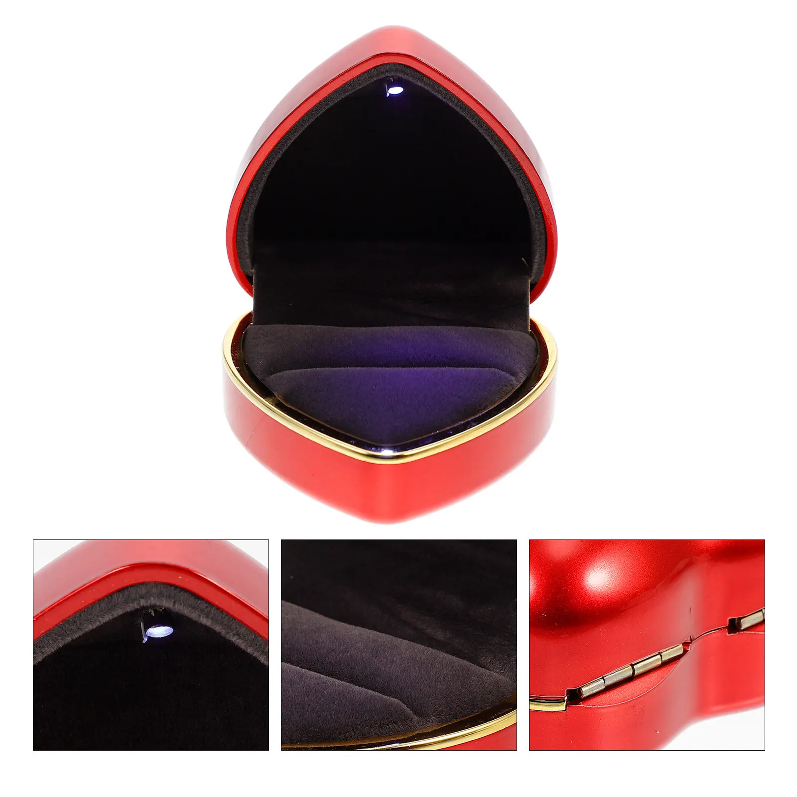 

LED Shape Ring Box Romantic Automatic Lighting Design for Proposal Wedding Birthday Gift Jewelry Organizer