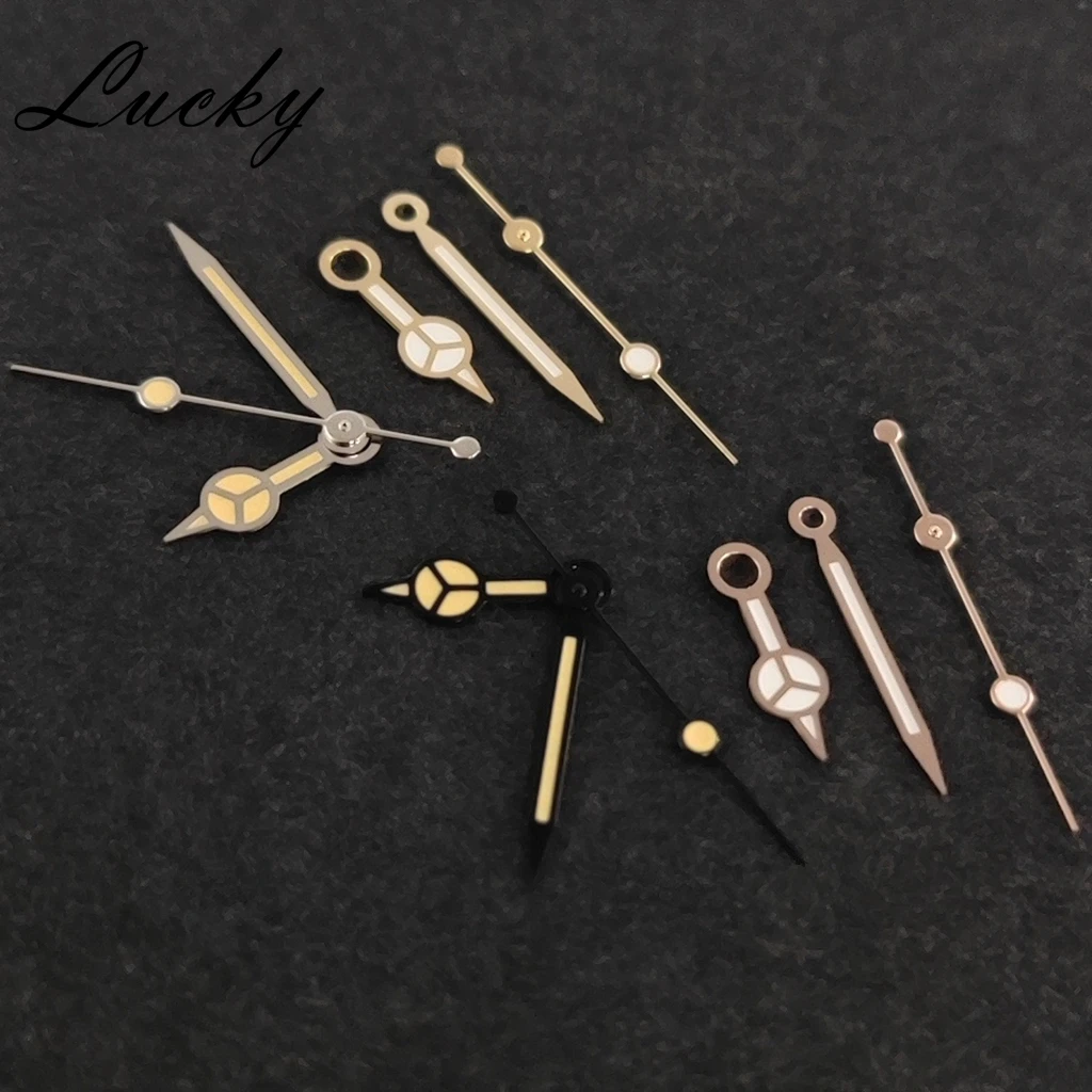 عالية الجودة NH35 الأيدي ساعة ريترو الأخضر لوم مضيئة أسود فضي ارتفع ساعات ذهبية مؤشرات تناسب حركة NH35/NH36/4R/7S #4