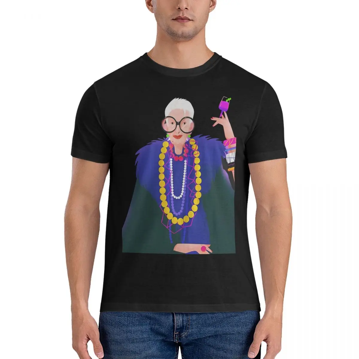 T-Shirt Stickers Fashion Stickers Icon Stickers Humorous 100% Cotton Tee Shirt Short Sleeve Iris Apfel T Shirt O Neck Tops 6XL