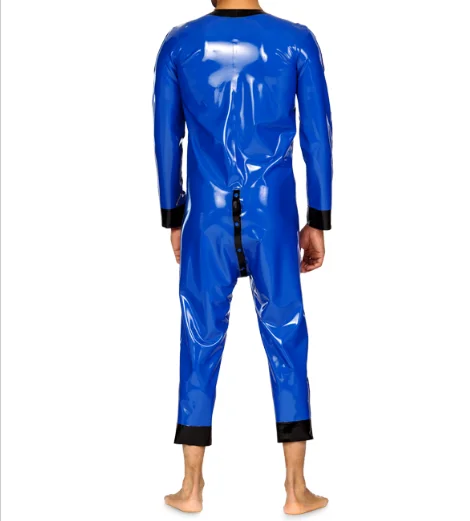 

100% latex Rubber Gummi Blue Man Onesie, coveralls, baggy, stylish, comfy, party, role-playing xs-xxl 0.4 mm