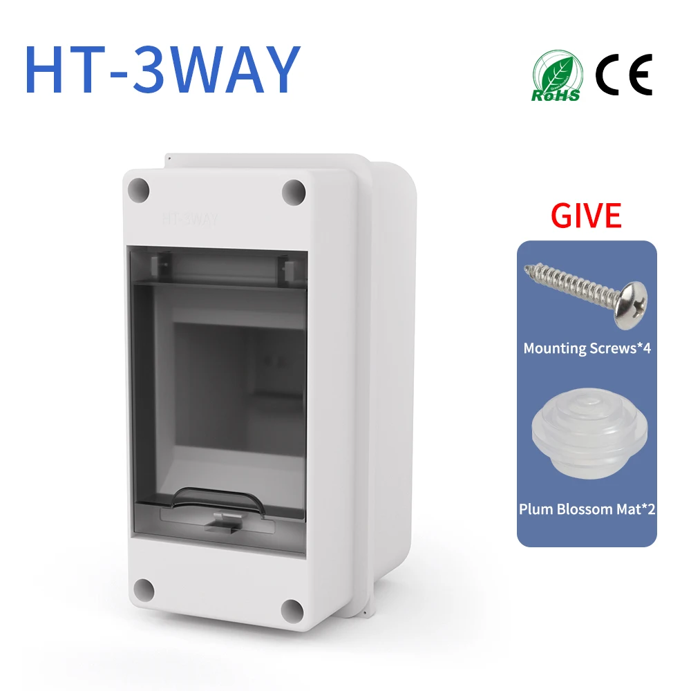 Verteilerkasten HT-Serie Anschlusskasten 2/3-Wege PC-Kunststoff Outdoor Elektrische IP65 Wasserdichte Sicherungskästen mit Klemmen DIN-Schiene