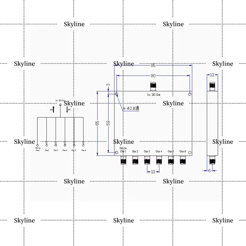 For BD GNSS GPS Dedicated Six Channel Power Divider SMA Head RF Microstrip Six Way Splitter 1.1-1.7GHz 2G