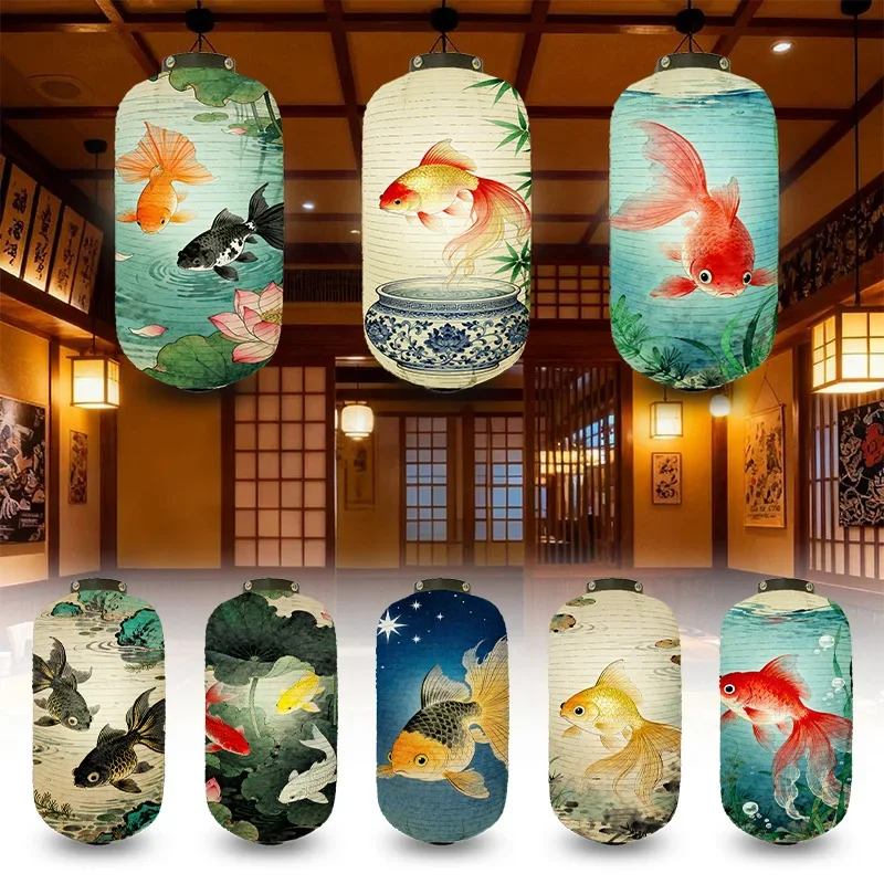 25x50cm Japanese Koi Fish Pattern Traditional Cloth Lantern Ukiyo-eLantern Cuisine Izakaya Sushi Restaurant Decor Advertising