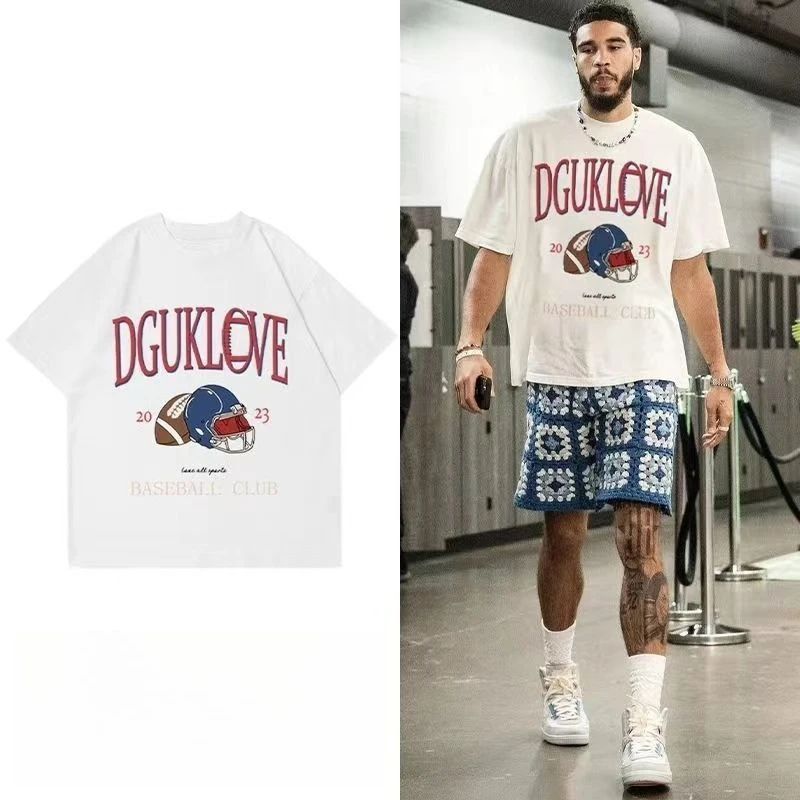 

Oversize Tatum, A Trendy Brand of High-quality, Heavy-duty Pure Cotton Rugby Short-sleeved Summer American Retro T-shirts