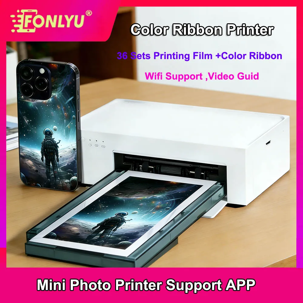 

FONLYU Mini Printer Photo Print for DIY Transparent Phone Case Customize Color Film Printing Photo Sticker Set for Mobile Back
