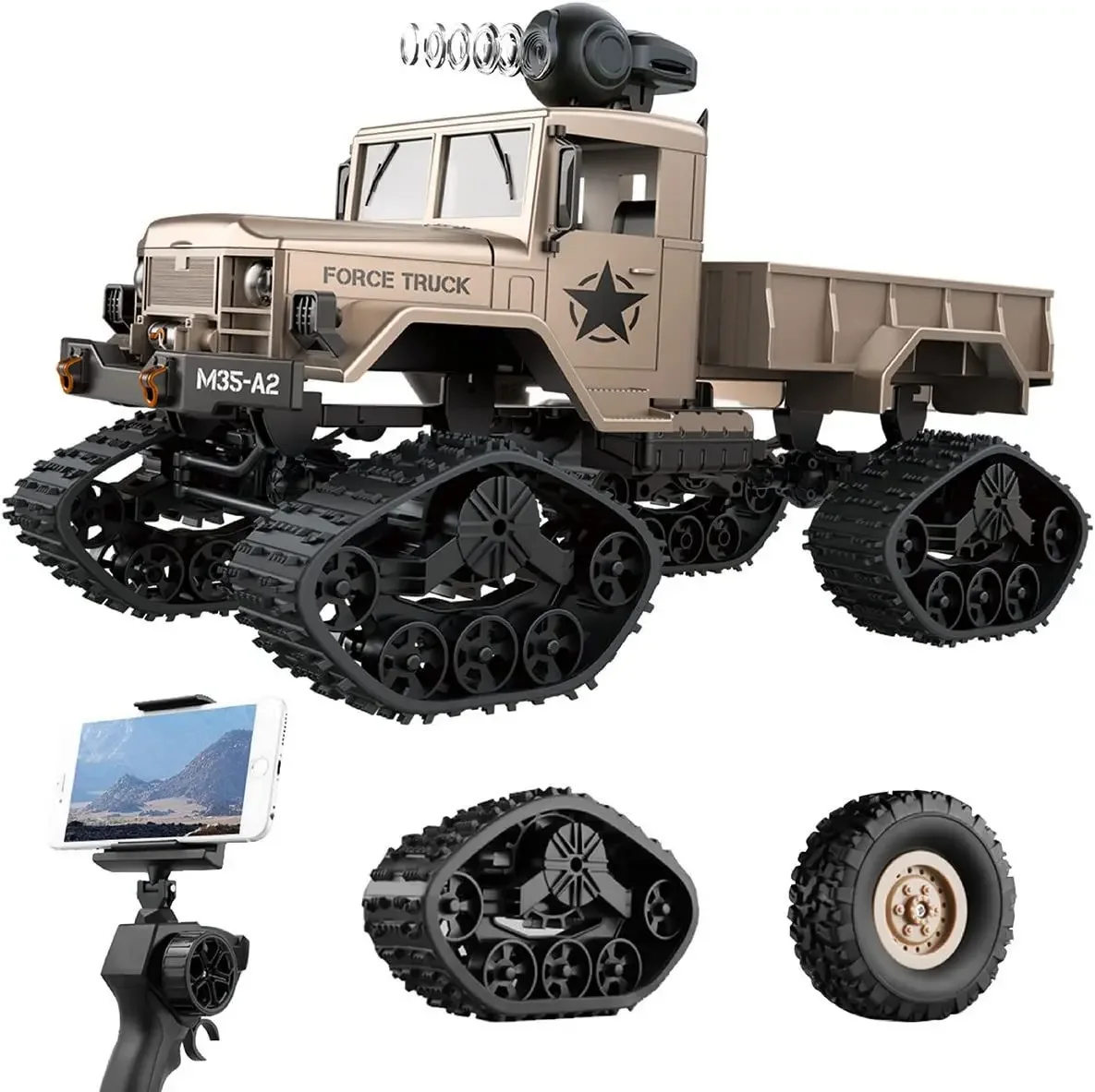 WIFI RC Off-Road Heavy Duty Four-Wheel Drive Snow Climbing Wheel Military Card Model Modification Beginner Toy Car Remote Contro