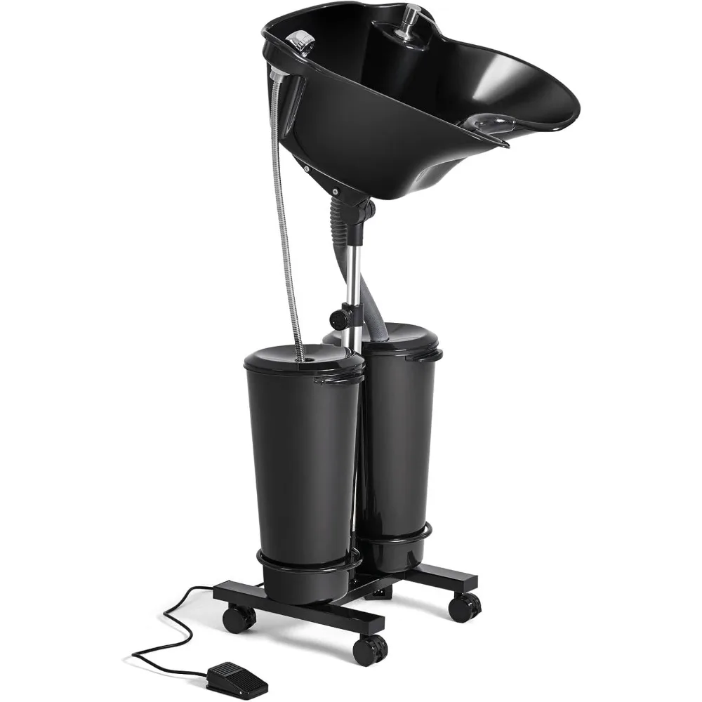 hand Adjustable Portable Shampoo Bowl Electric Pump, Hair Washing Station,includes 2 Buckets, Drain Hoses,High-Pressure Sprayer