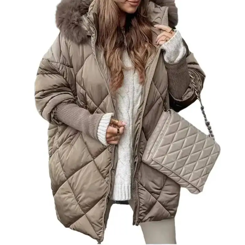 Winter Women Long Sleeve Warm Thickened Coats Fashion Temperament Hooded Zipper Commuter Wind Women's Coat Cotton-Padded Jacket